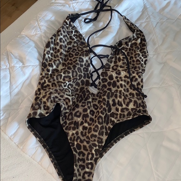 Fashion Nova Other - Strappy Leopard Open Back One Piece Swim Suit